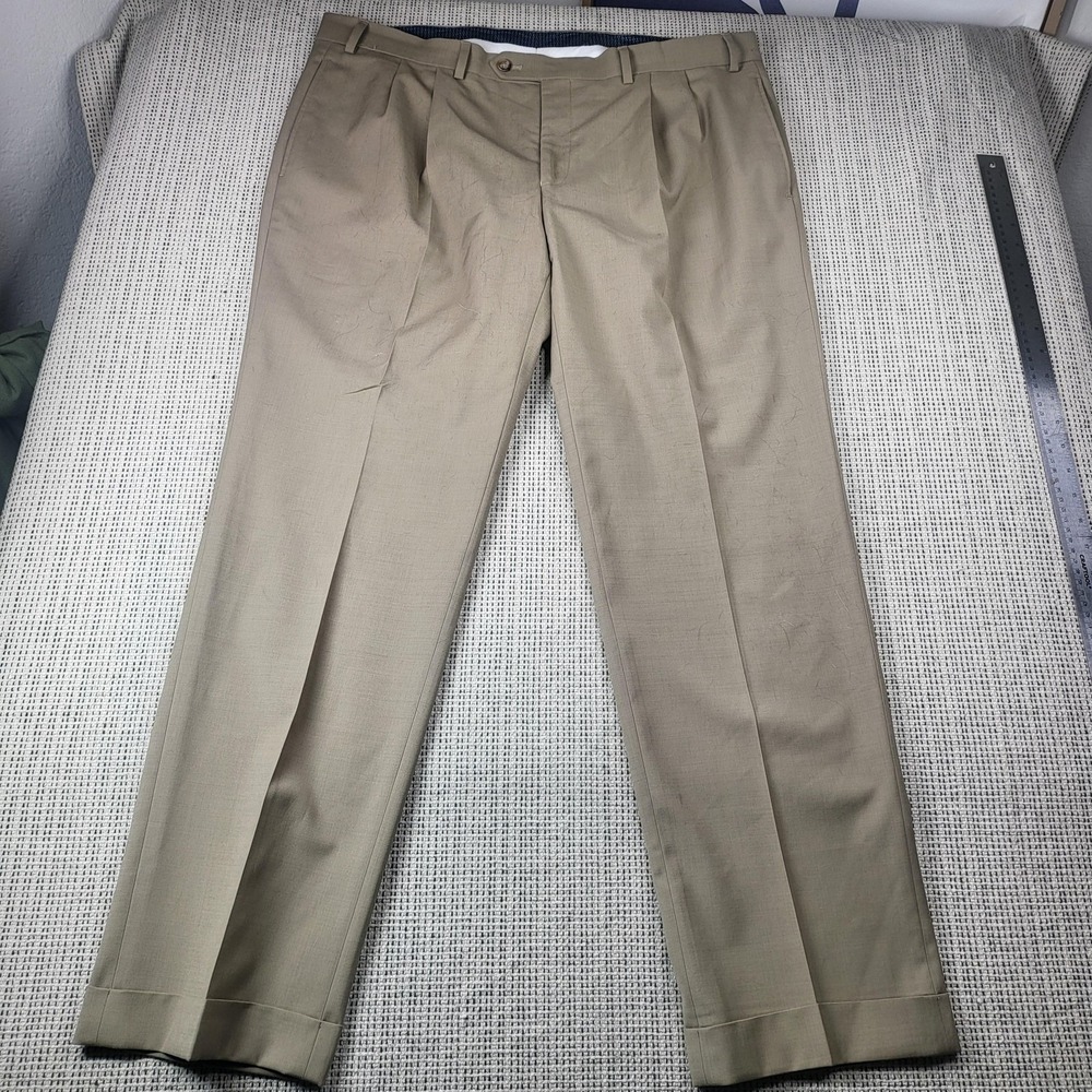 Lauren Ralph Lauren Dress Pants Mens 36x30 Beige Wool Pleated Classic Fit Formal
